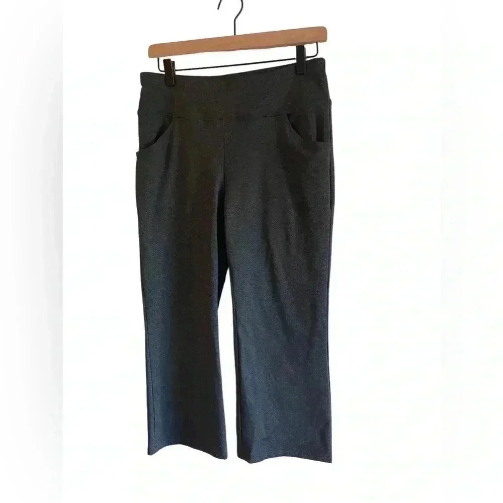 Iuga Yoga Pants Stretch Straight Leg Heathered Gray Pocket Pullon L